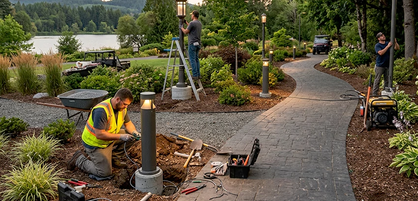 Landscape Post, Pole, and Bollard Lighting Installation in Kennesaw